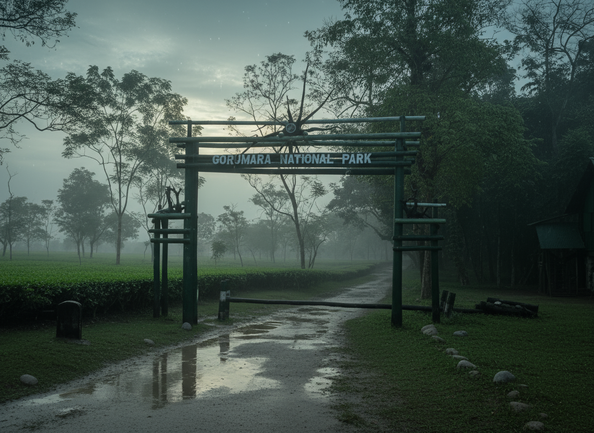 Gorumara National Park Dooars wildlife safari with Asian elephants gaur and sloth bears viewed from watchtower in North Bengal sanctuary