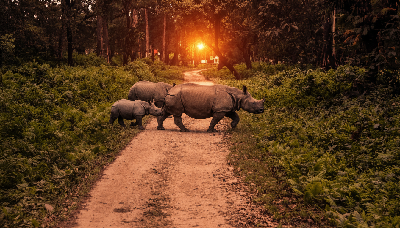 best jungle safari in Dooars Jaldapara National Park with Indian one-horned rhinoceros and elephant safari through Eastern Himalayan forests